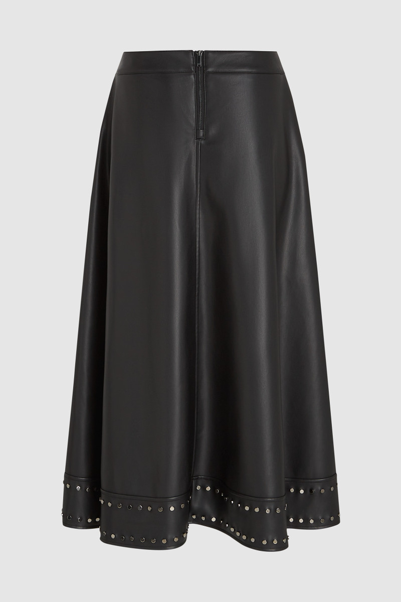 Sukňa Karl Lagerfeld Stud Detail Faux Leather Skirt Black
