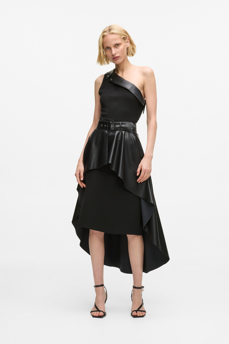 Levně Šaty karl lagerfeld biker detail dress black