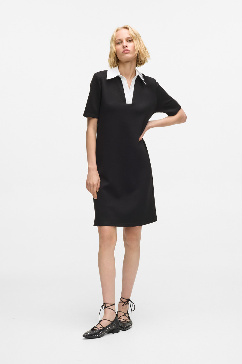 Šaty Karl Lagerfeld Signature Collar T-Shirt Dress Black