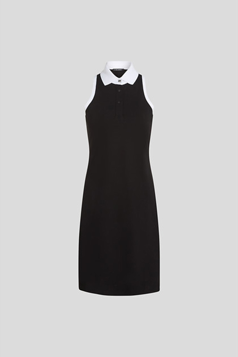 Levně Šaty karl lagerfeld ikon pique polo dress black