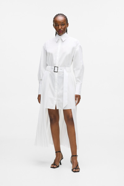 ŠATY KARL LAGERFELD PLEATED FASHION SHIRT DRESS - Fotografie č. 1