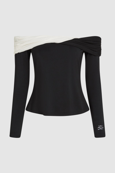 PÓLÓ KARL LAGERFELD BW ELEGANT LSLV TOP - Kép 5