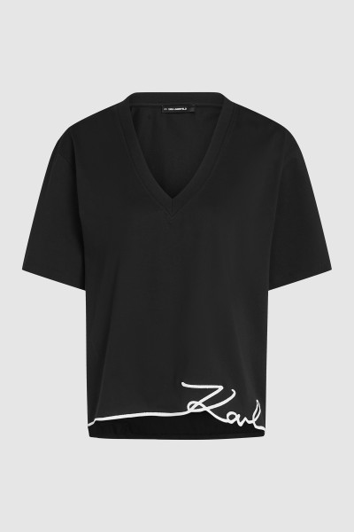 PÓLÓ KARL LAGERFELD SIGNATURE HEM V-NECK T-SHIRT - Kép 5