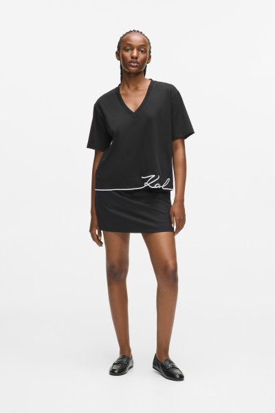 PÓLÓ KARL LAGERFELD SIGNATURE HEM V-NECK T-SHIRT - Kép 2