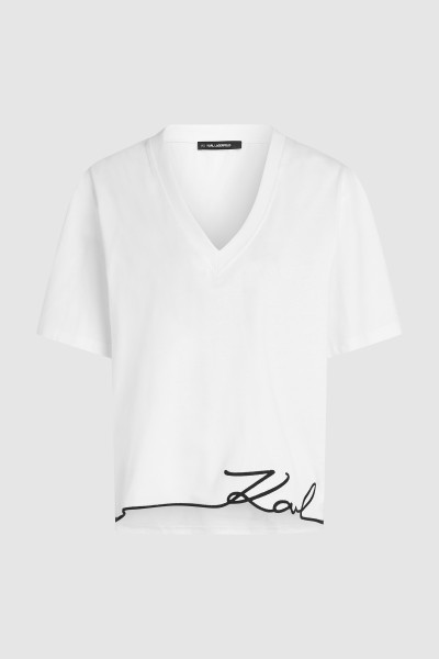 PÓLÓ KARL LAGERFELD SIGNATURE HEM V-NECK T-SHIRT - Kép 5