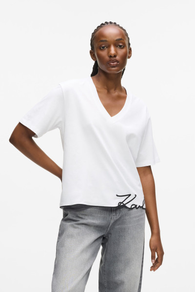 PÓLÓ KARL LAGERFELD SIGNATURE HEM V-NECK T-SHIRT - Kép 1