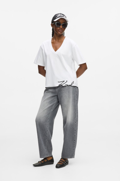 PÓLÓ KARL LAGERFELD SIGNATURE HEM V-NECK T-SHIRT - Kép 2