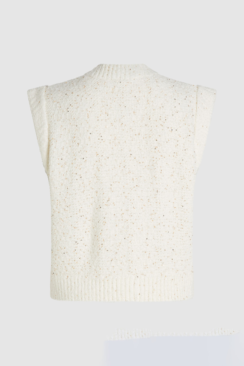 Vesta Karl Lagerfeld Boucle Knit Vest Cannoli Cream