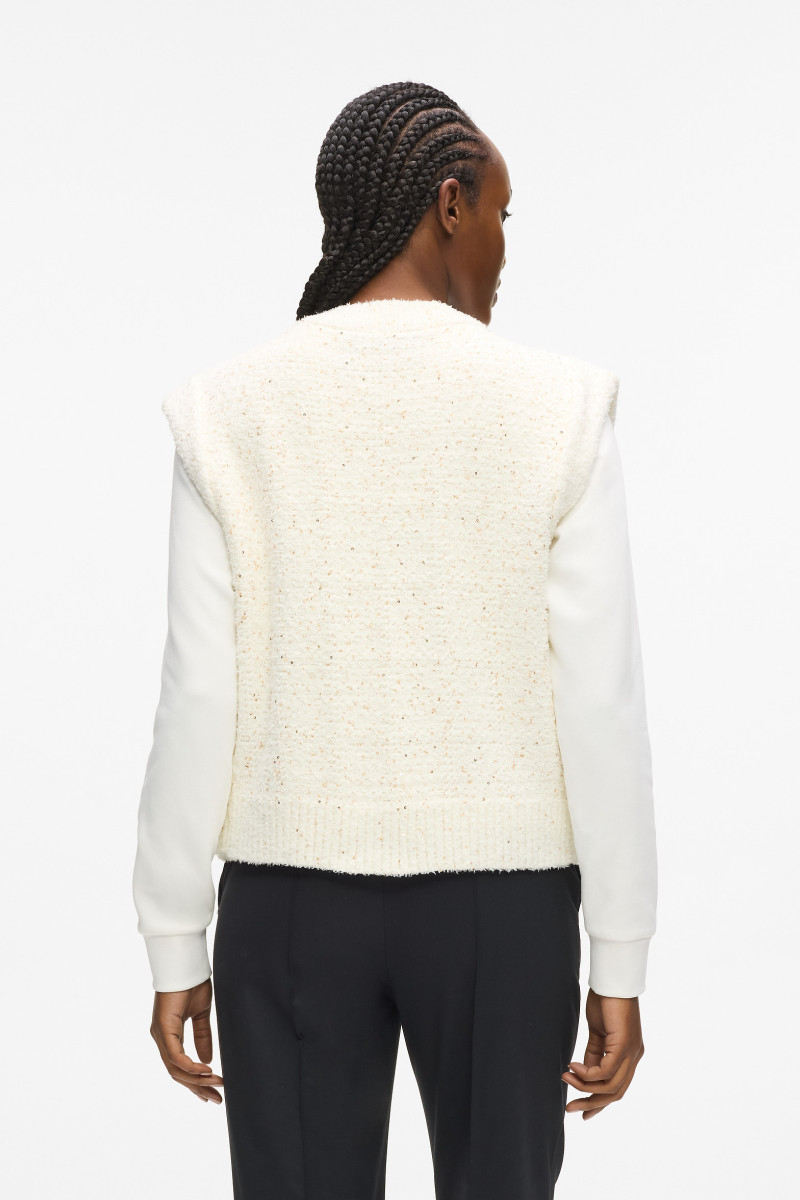 Vesta Karl Lagerfeld Boucle Knit Vest Cannoli Cream