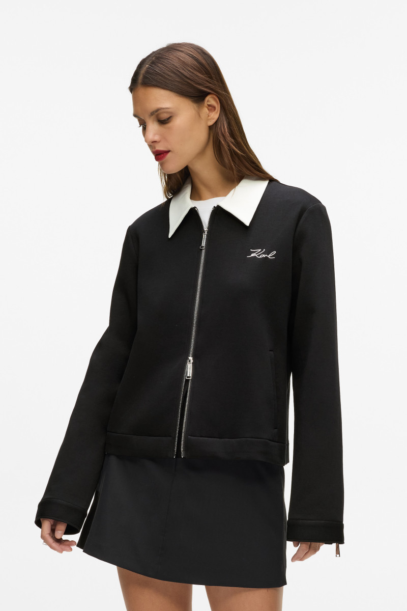 Mikina Karl Lagerfeld Bw Two Way Zip Up White/Black