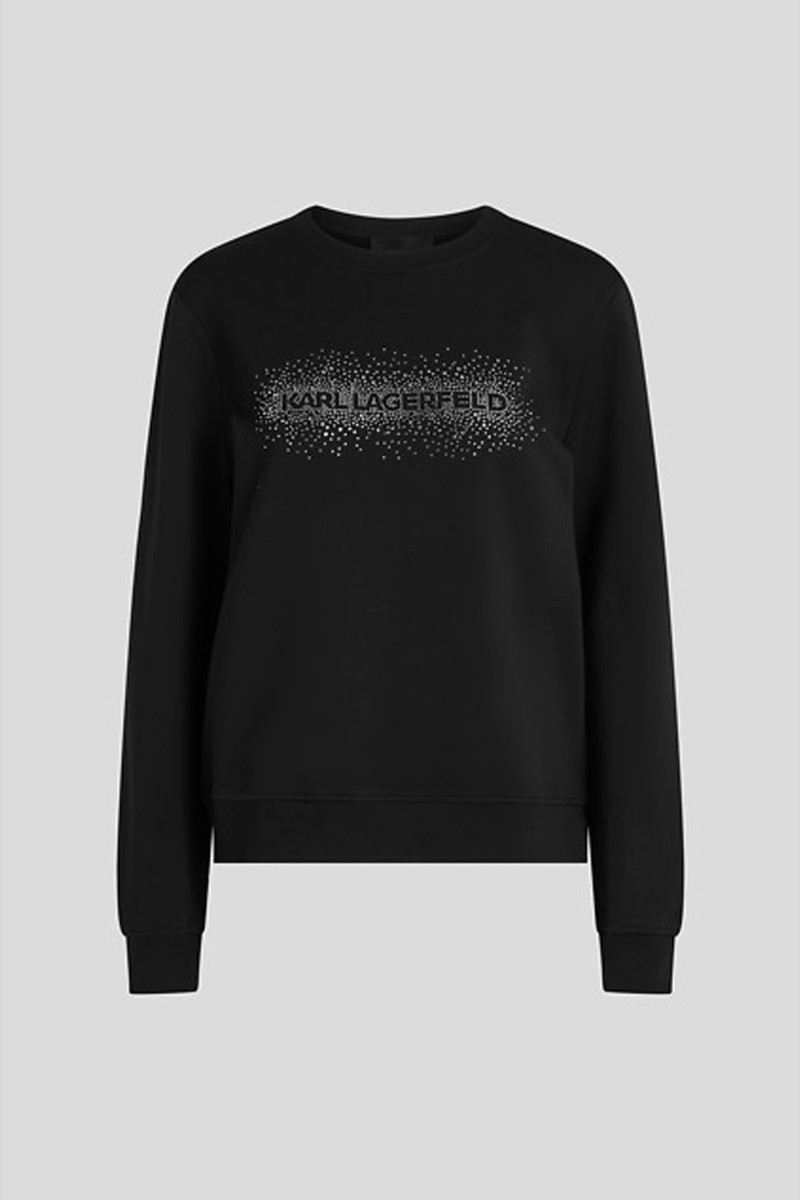 Levně Mikina karl lagerfeld logo rhinestone sweatshirt black