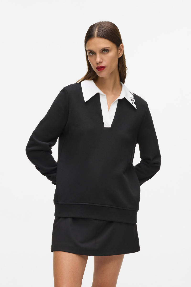 Levně Mikina karl lagerfeld signature collar sweatshirt black