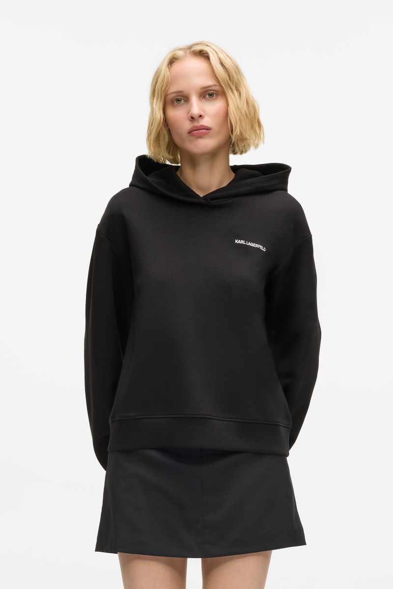 Mikina Karl Lagerfeld Logo Tape Hoodie Black