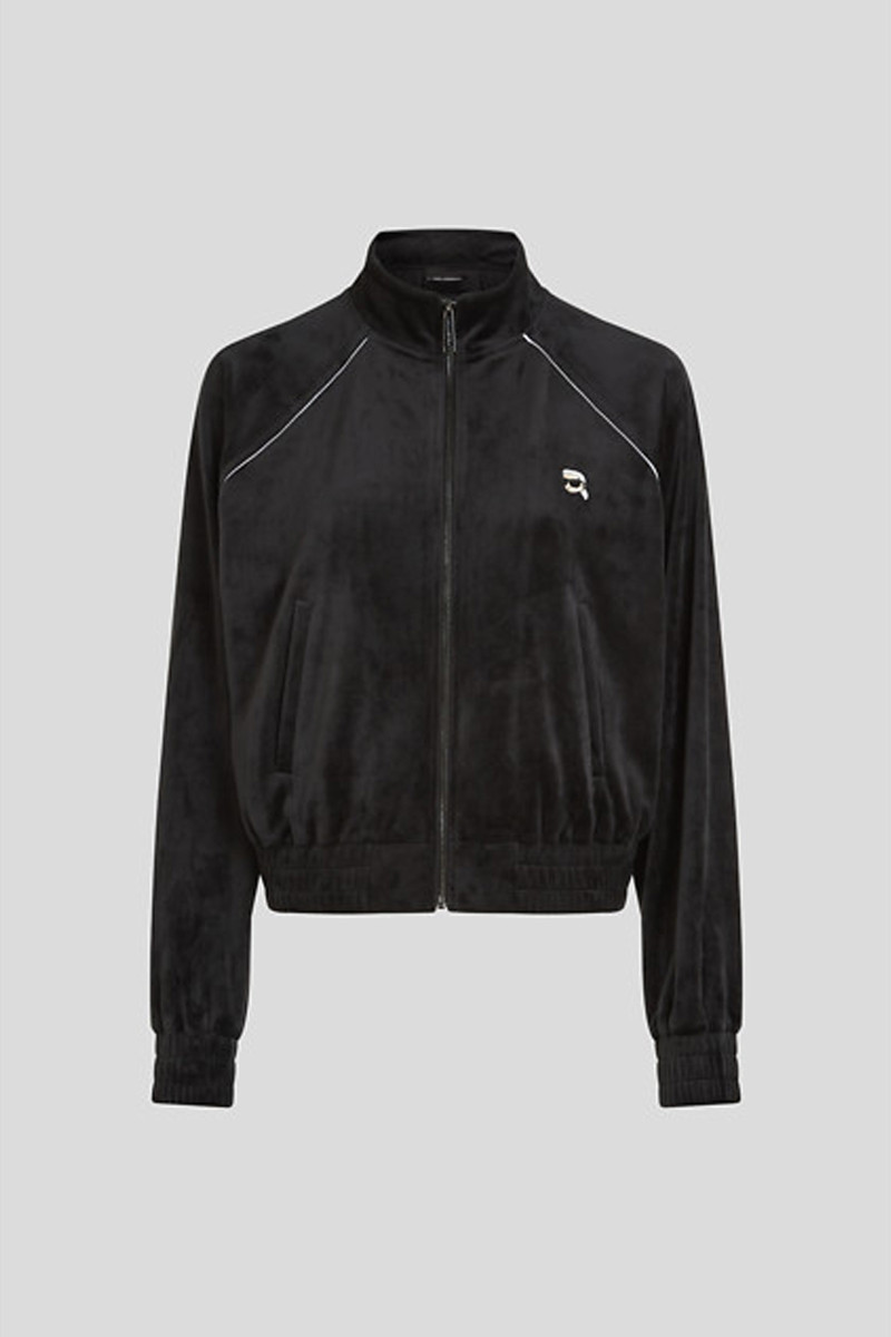 Levně Mikina karl lagerfeld ikon velvet zip up black