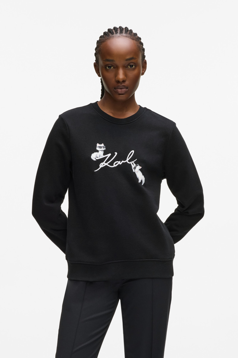 Levně Mikina karl lagerfeld ikon signature choupette sweat black