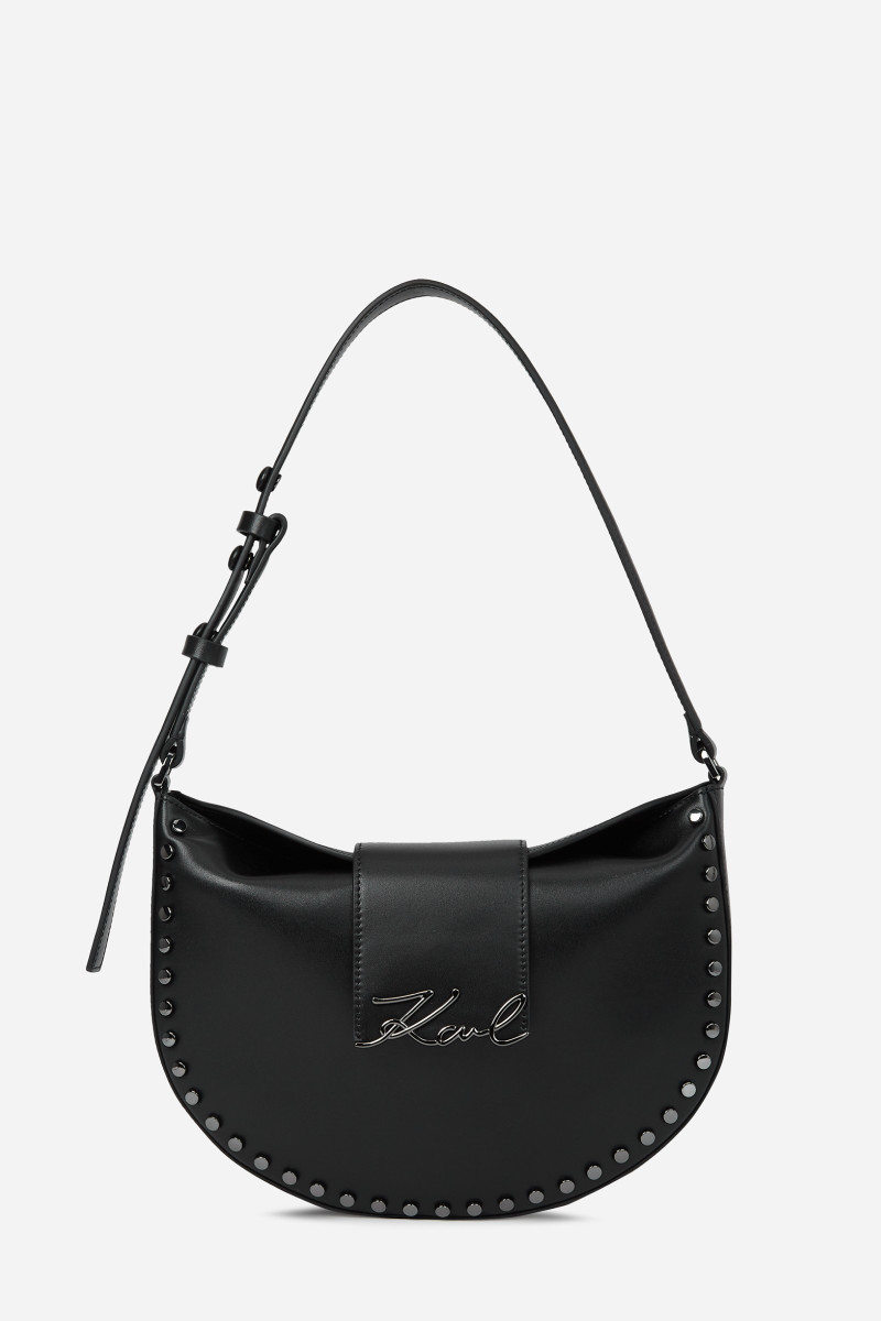 Levně Kabelka karl lagerfeld k/signature fl halfmoon sb stu black embellishment