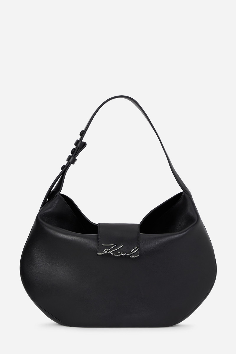 Levně Kabelka karl lagerfeld k/signature fl halfmoon shb xl black-nickel