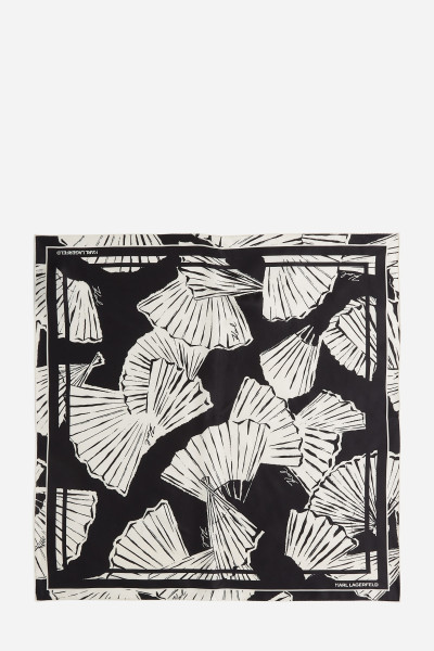 SÁL KARL LAGERFELD K/SIGNATURE FAN SM SILK SCARF - Kép 2