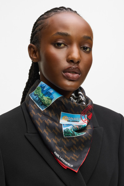 SÁL KARL LAGERFELD IKON MONOGRAM SILK SCARF GP - Kép 2