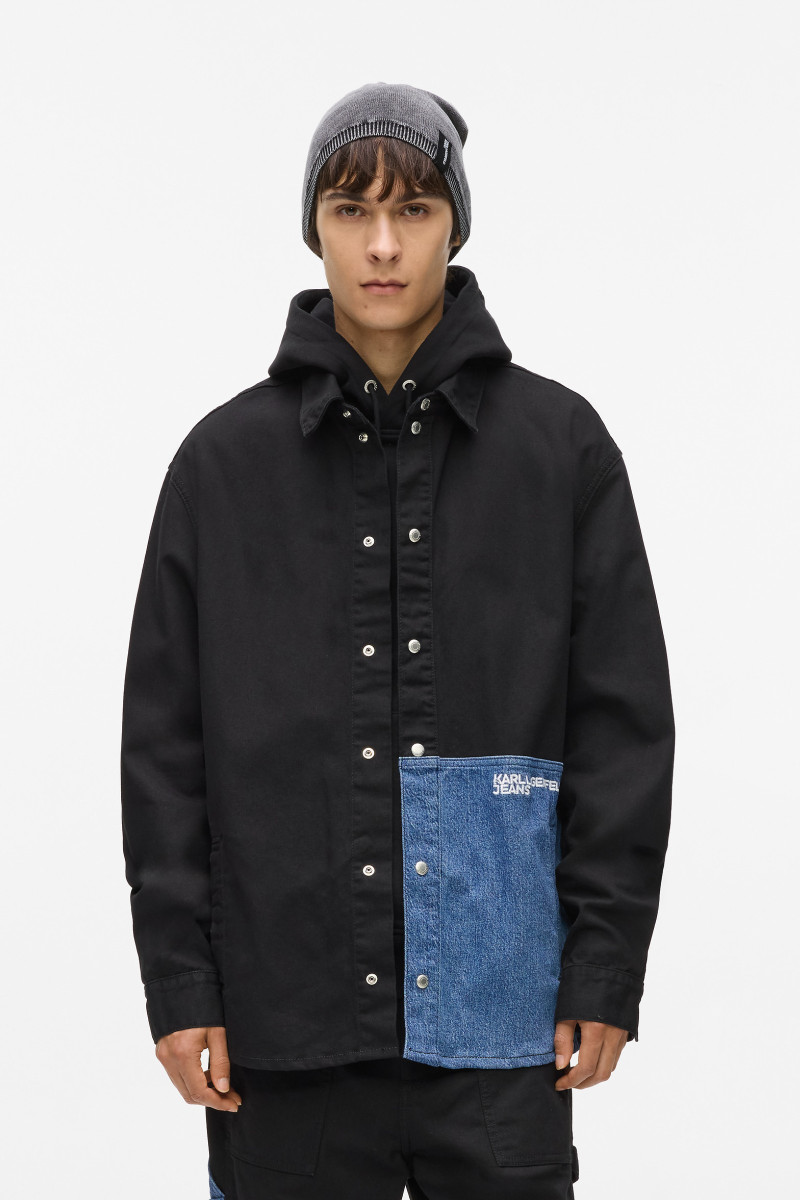 Ing Karl Lagerfeld Jeans Klj Reg Blocked Overshirt Washed Blue-Black