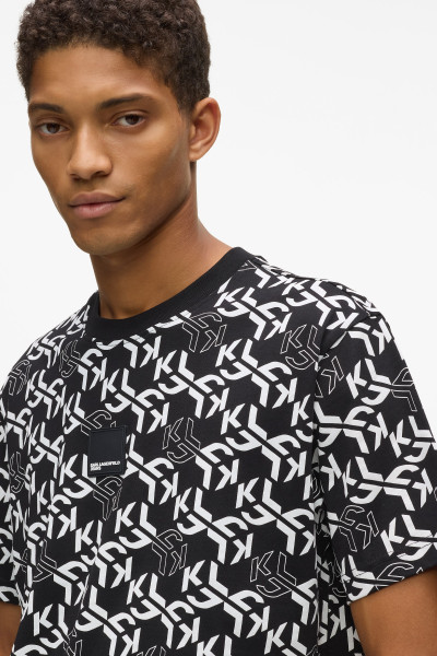 PÓLÓ KARL LAGERFELD JEANS KLJ REG SS MONOGRAM AOP TEE - Kép 4