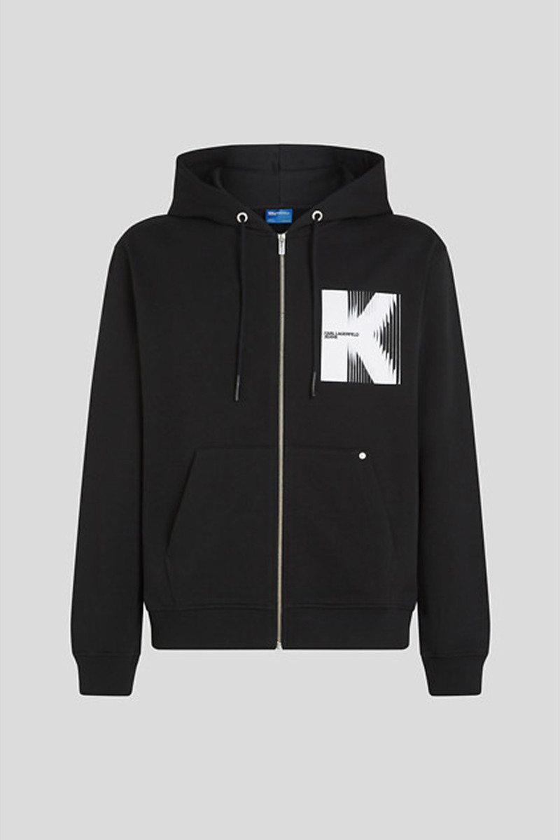 Levně Mikina karl lagerfeld jeans klj zip-up hoodie black