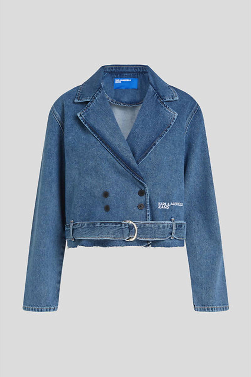 Dzseki Karl Lagerfeld Jeans Klj Boxy Denim Trench Mid Blue