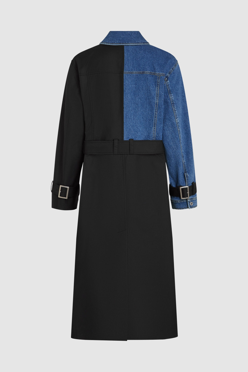 Kabát Karl Lagerfeld Jeans Klj Mixed Material Trench Washed Blue-Black