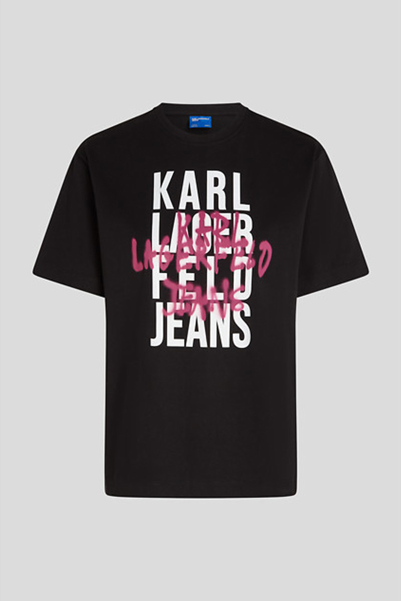 Póló Karl Lagerfeld Jeans Klj Reg Graffiti Logo Black