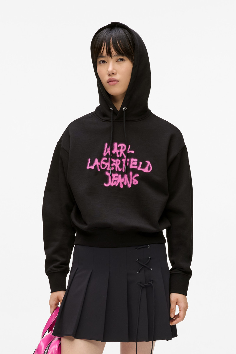 Melegítő Felső Karl Lagerfeld Jeans Klj Reg Graffiti Hoodie Black