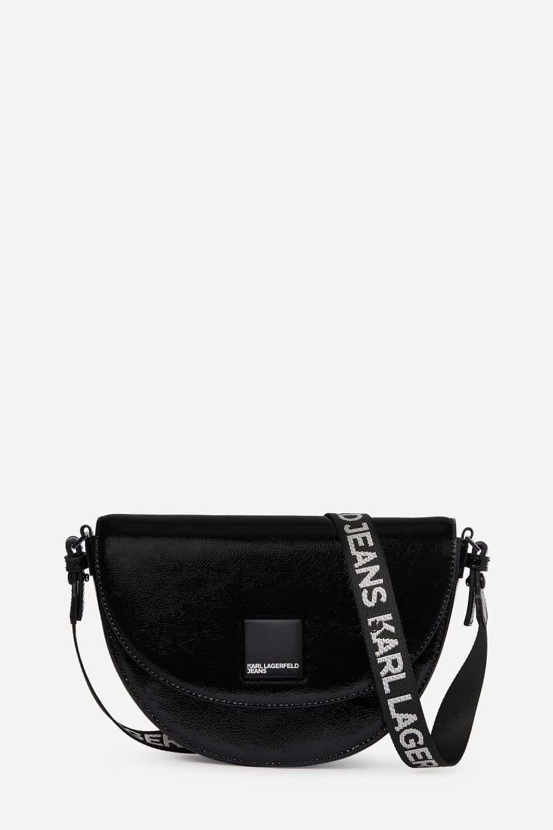 Retikül Karl Lagerfeld Jeans Klj Box Logo Saddle Bag Glossy Black