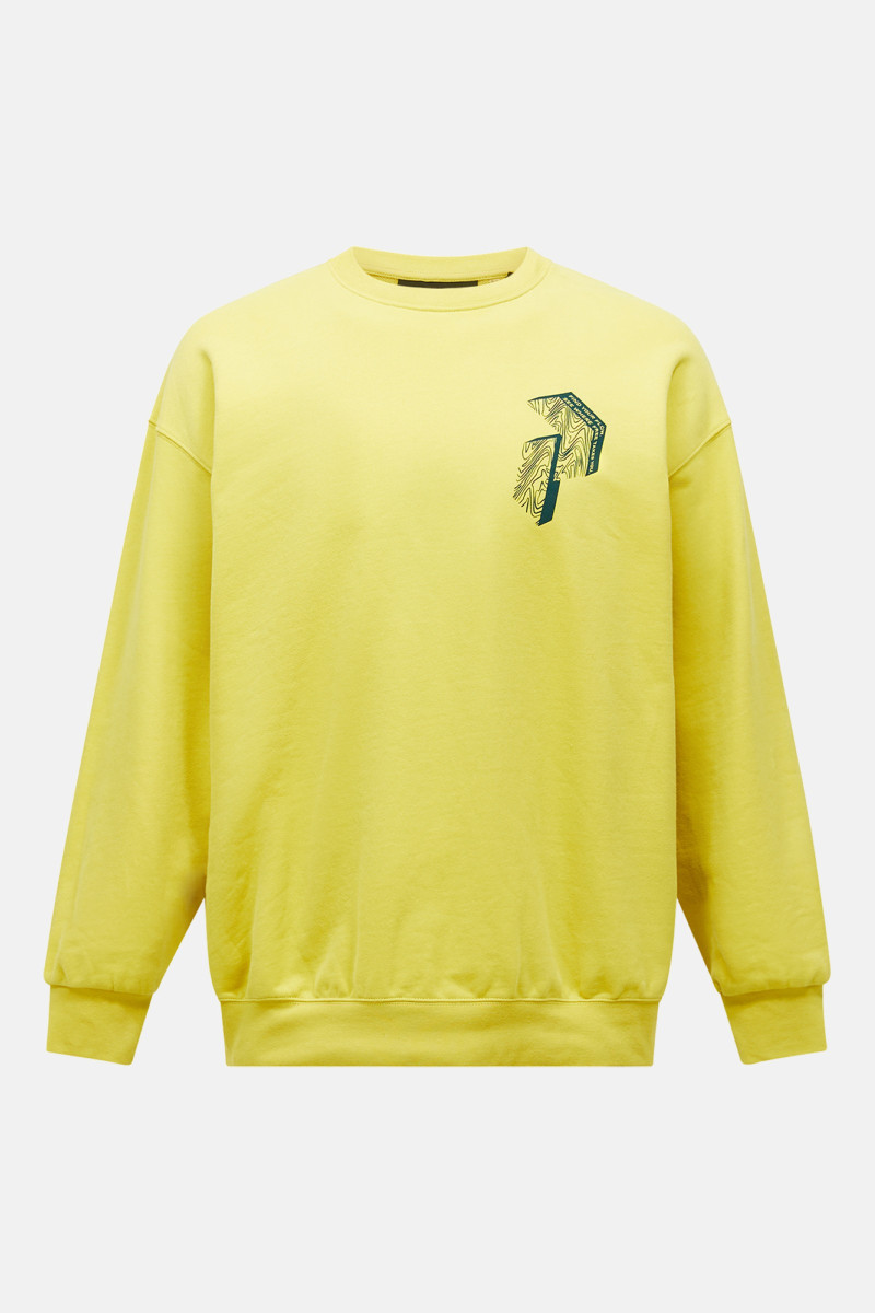 Mikina Peak Performance M Terry Graphic Crew Canary Lime/Warm Blush