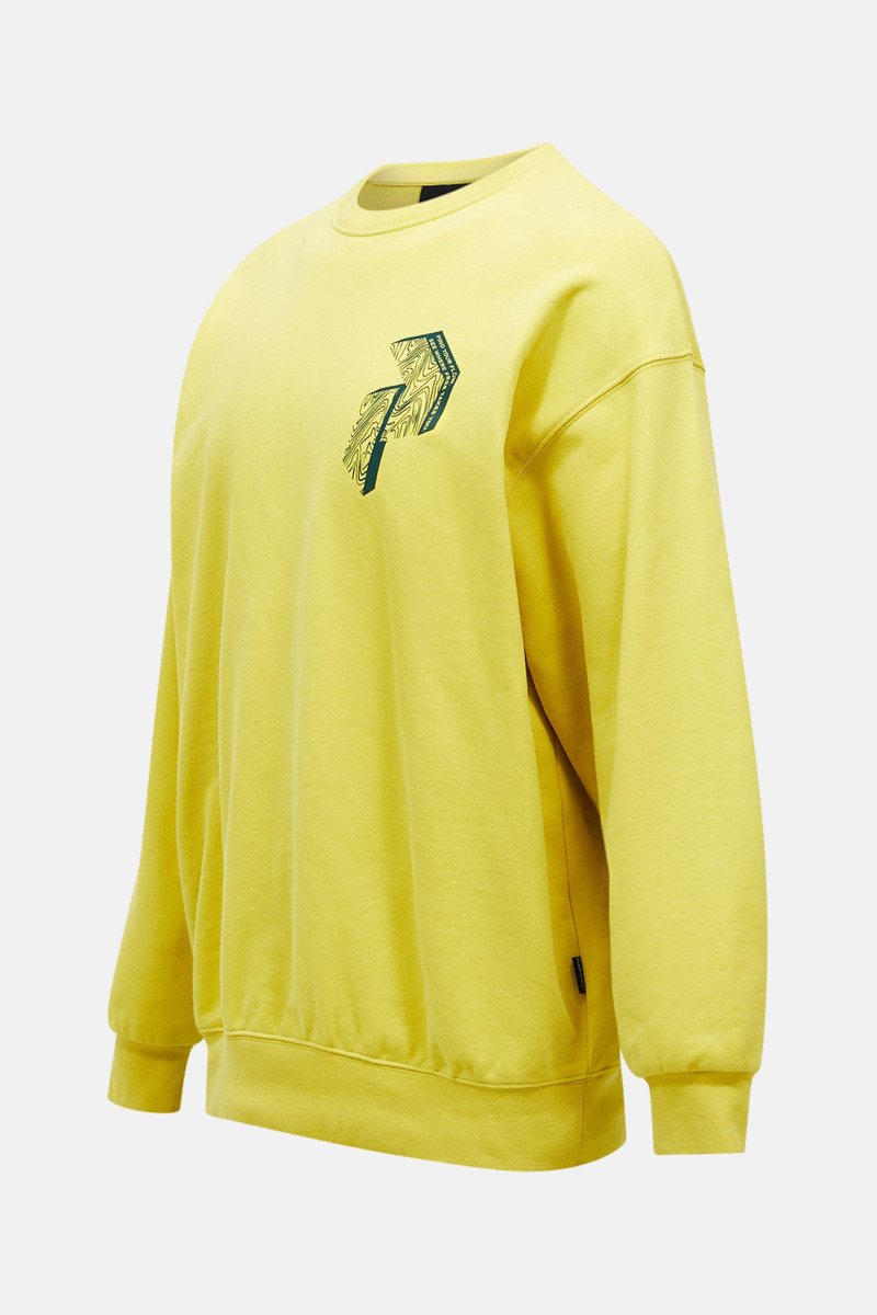Mikina Peak Performance M Terry Graphic Crew Canary Lime/Warm Blush