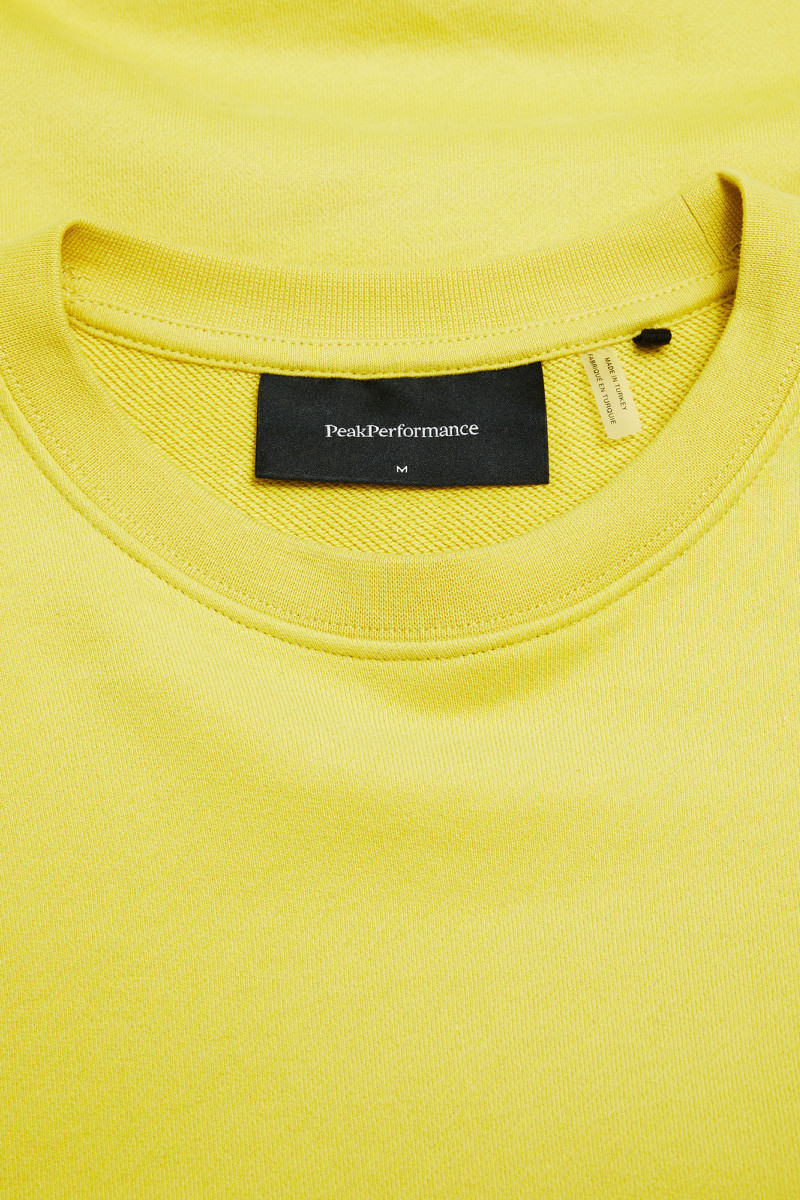 Mikina Peak Performance M Terry Graphic Crew Canary Lime/Warm Blush