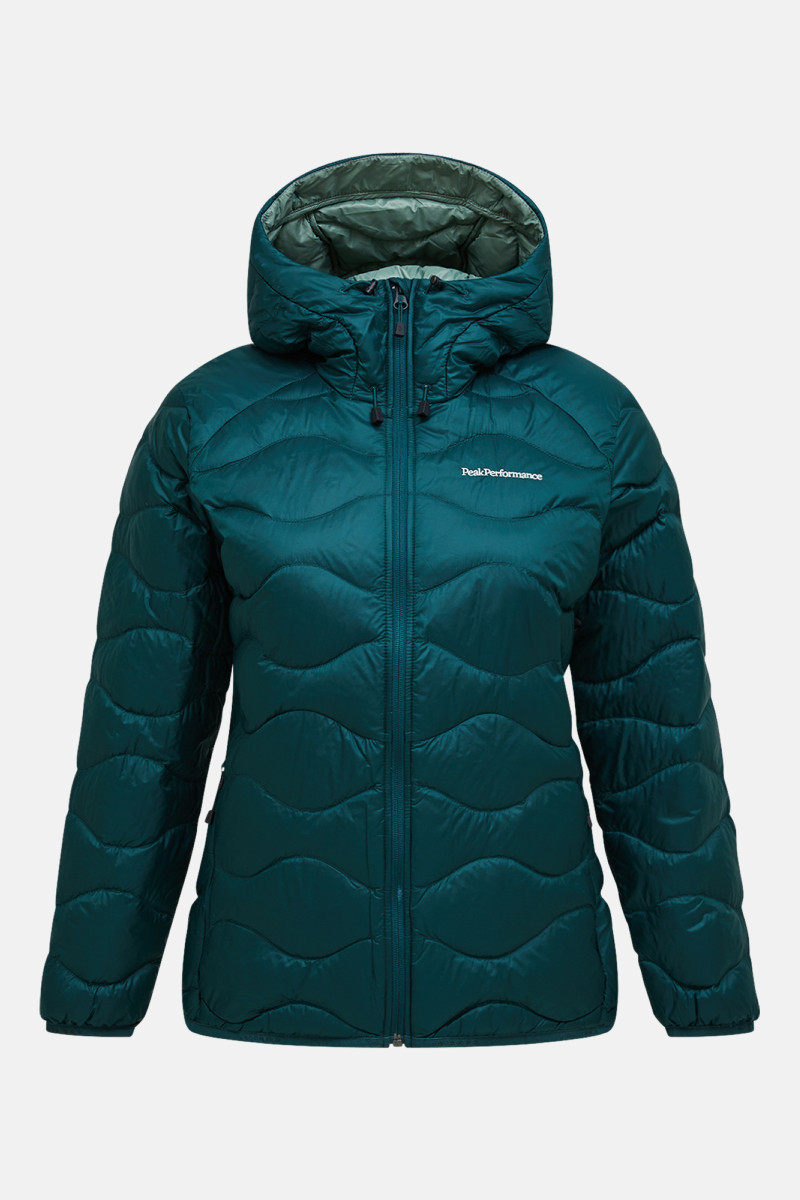 Bunda Peak Performance W Helium Down Hood Jacket Ponderosa Pine/Sand Fog