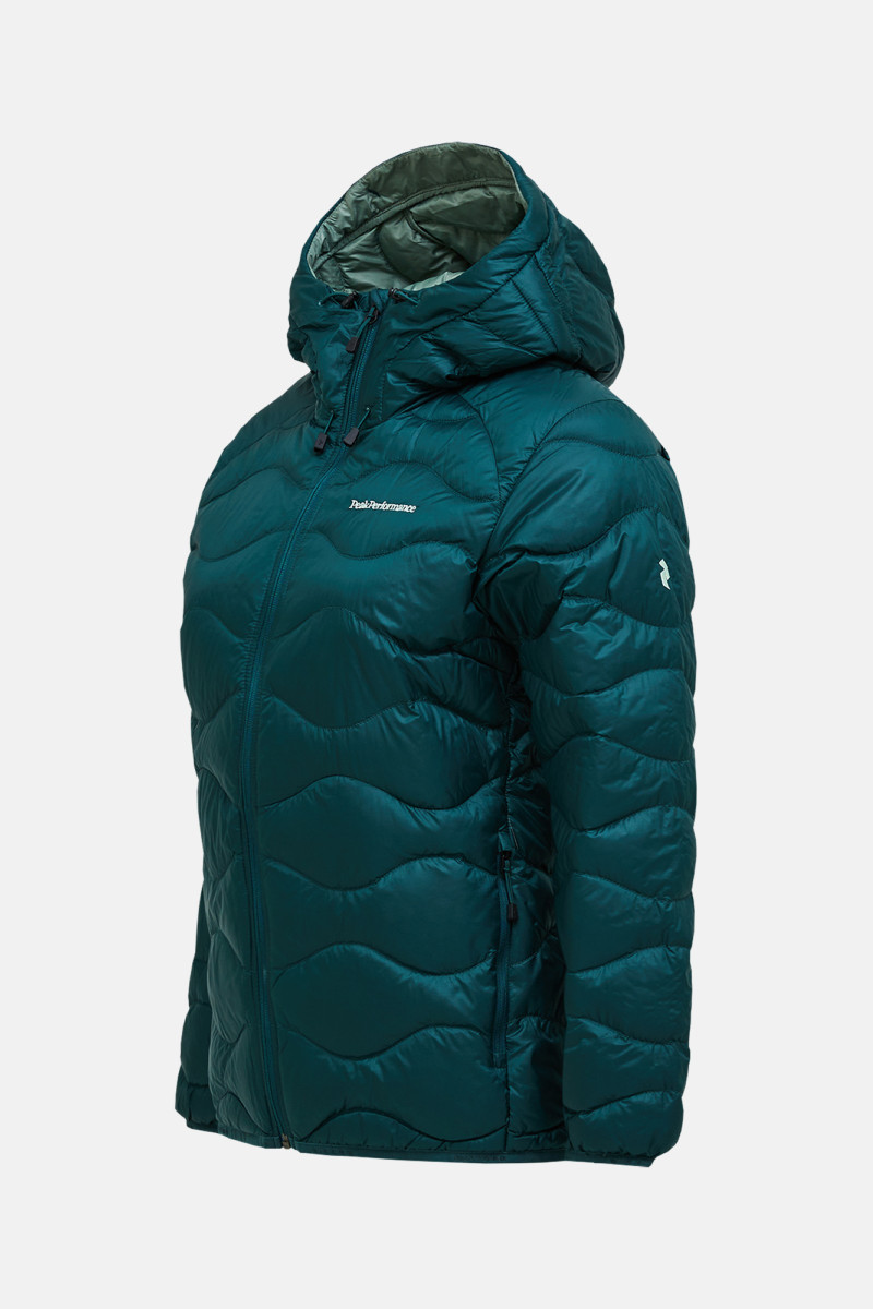 Bunda Peak Performance W Helium Down Hood Jacket Ponderosa Pine/Sand Fog