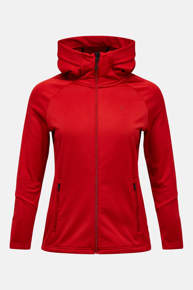 Mikina Peak Performance W Rider Essentials Zip Ho-R Red Pompeian/Wild Rouge