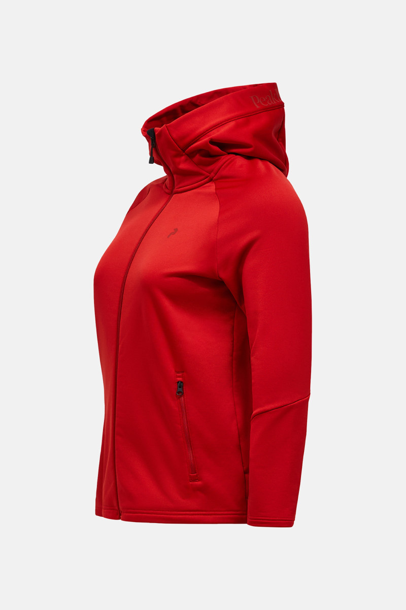 Mikina Peak Performance W Rider Essentials Zip Ho-R Red Pompeian/Wild Rouge