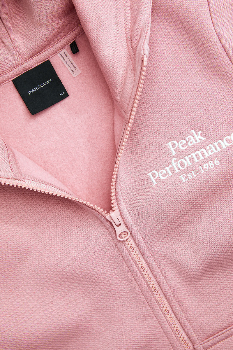 Mikina Peak Performance Original Zip Hood Junior Warm Blush