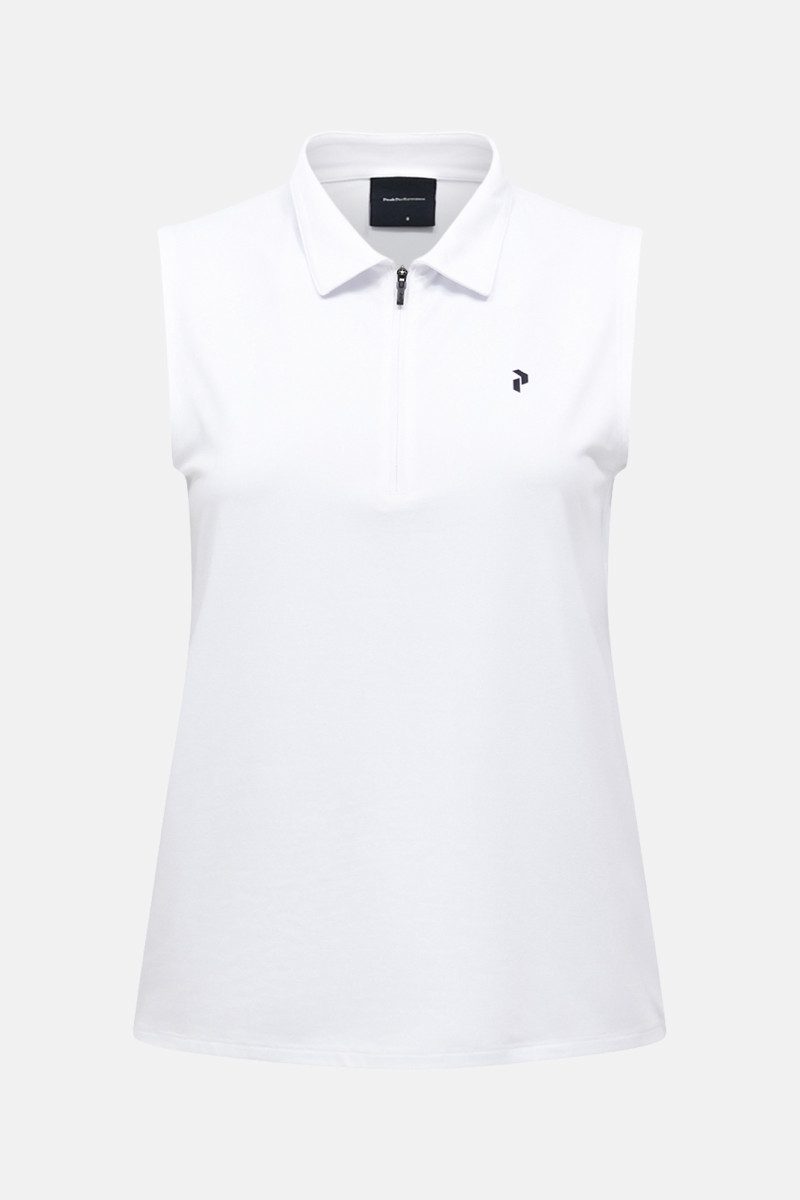 Póló Peak Performance Comfort Zip Sleeveless Polo Women White/Blue Shadow