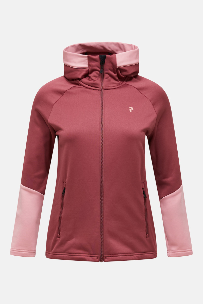 Mikina Peak Performance W Rider Essentials Zip Ho-R Wild Rouge/Sand Fog Melange