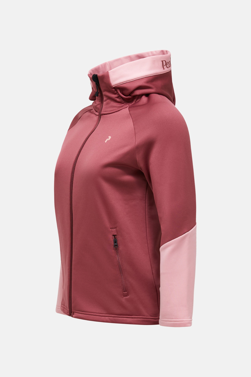 Mikina Peak Performance W Rider Essentials Zip Ho-R Wild Rouge/Sand Fog Melange