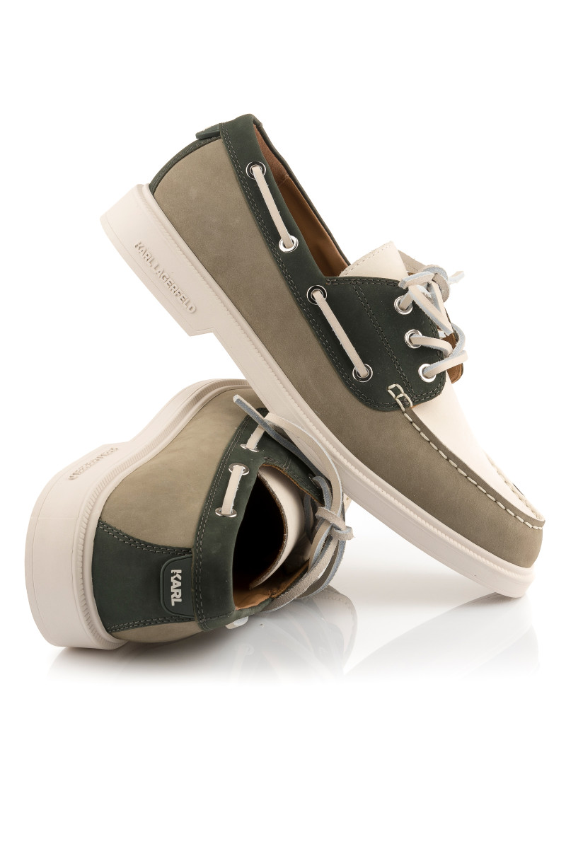 Mokaszin Karl Lagerfeld Kori Tri_Colour Boater Light Khaki Nubuck