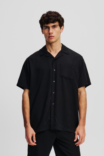 KOŠILE KARL LAGERFELD SSLV KAMEO TENCEL SHIRT - Fotografie č. 1