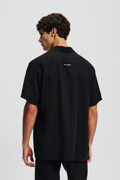 KOŠILE KARL LAGERFELD SSLV KAMEO TENCEL SHIRT - Fotografie č. 2