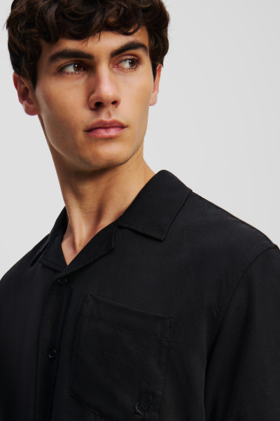 KOŠILE KARL LAGERFELD SSLV KAMEO TENCEL SHIRT - Fotografie č. 3
