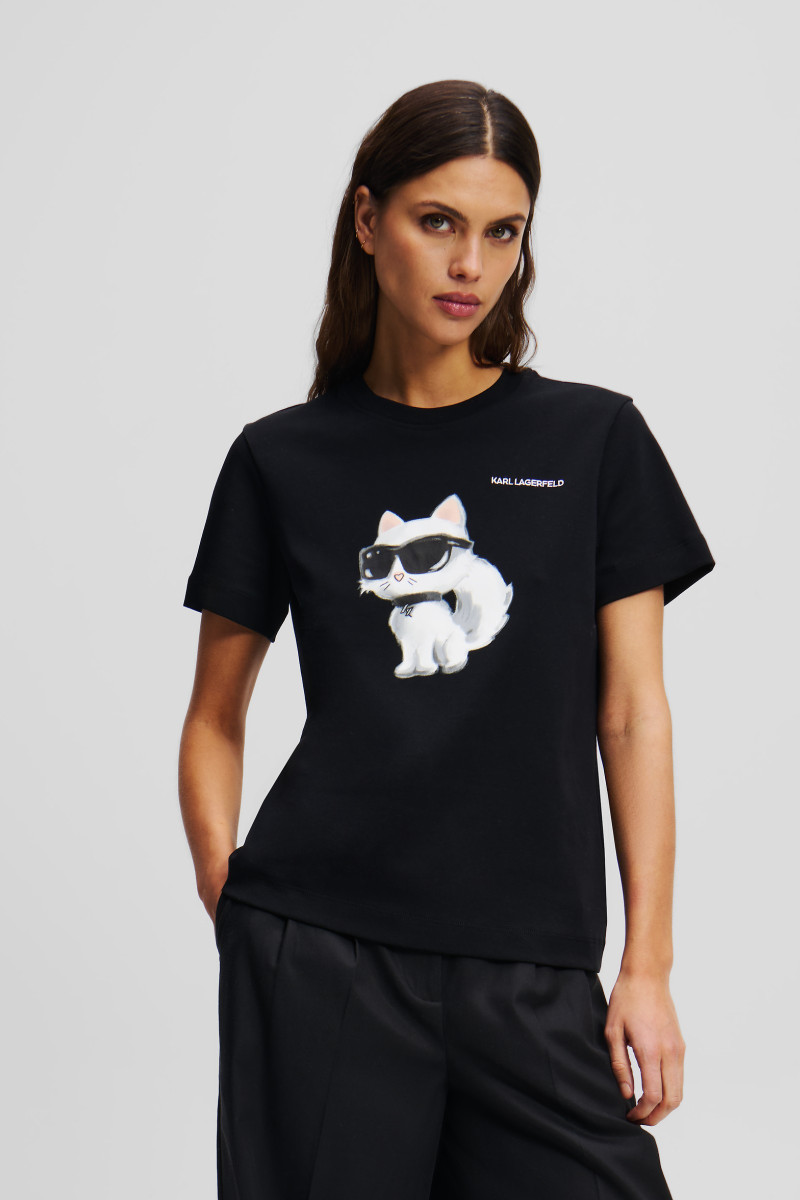 Tričko Karl Lagerfeld Ikon Aquarelle C T-Shirt Black