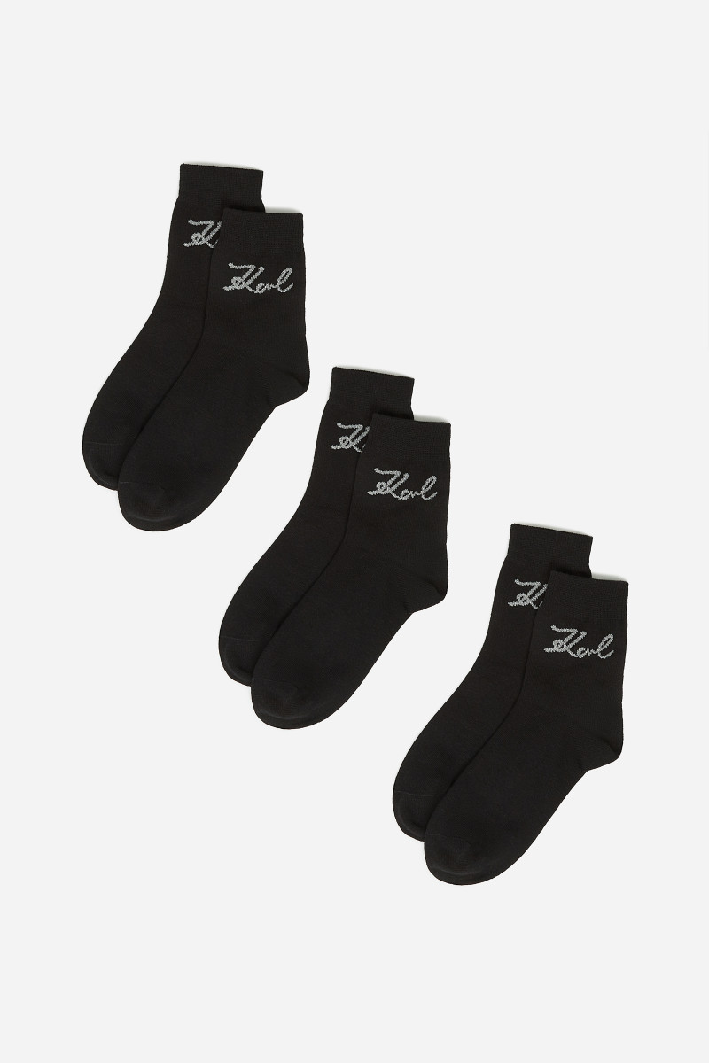 Ponožky Karl Lagerfeld K/Signature Logo Sock 3-Pack Black