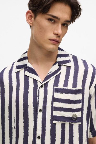 KOŠILE KARL LAGERFELD IKON STRIPED BOWLING SSLV SHI - Fotografie č. 3