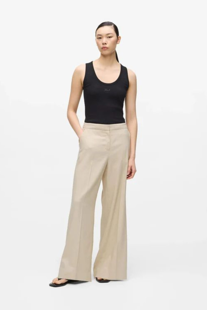 Nohavice Karl Lagerfeld Wide Leg Melange Pants Safari